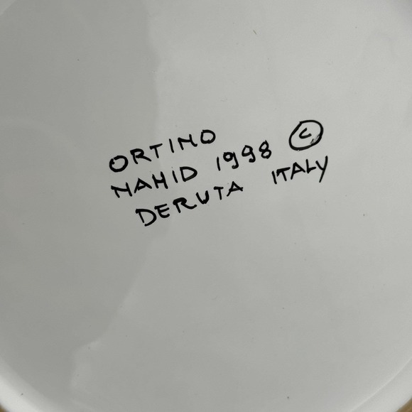 Ortino Nahid 1998 Artichoke Serving Plate Deruta Italy Hand Painted 11" Vintage - Picture 3 of 6